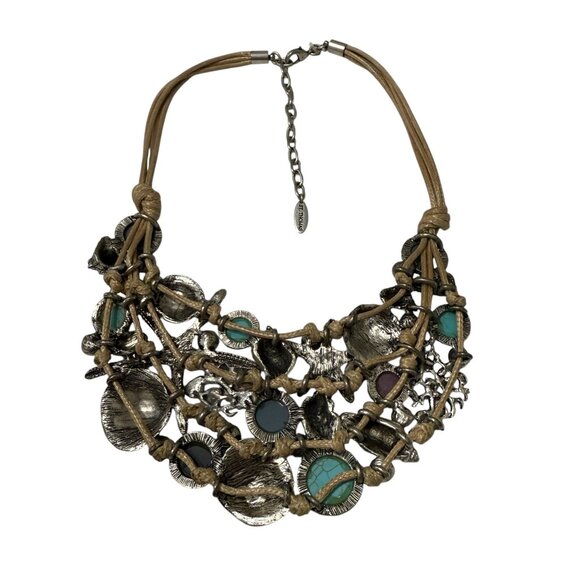 St. Thomas Nautical Themed Necklace Shells Starfish Turquoise Accents Adjustable - Picture 2 of 9